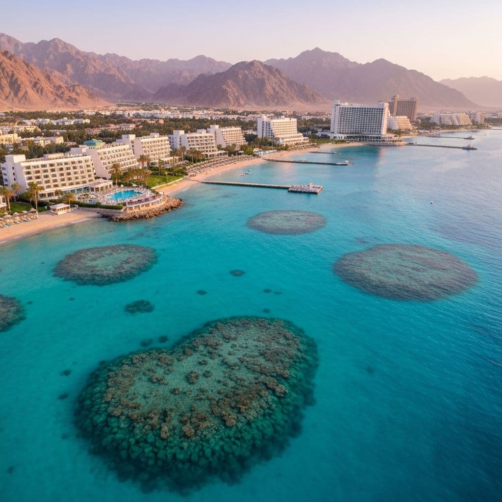Aerial view of the Red Sea coastline