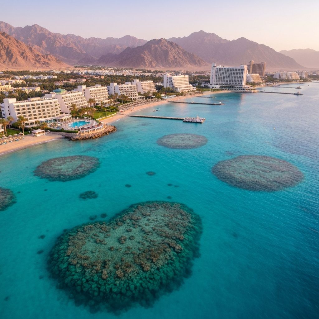 Aerial view of the Red Sea coastline